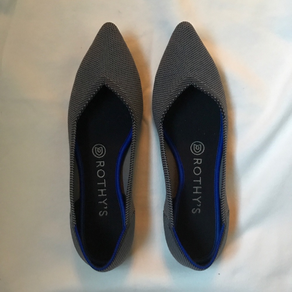 Rothys “the point” flats in Cloud Grey Birdseye